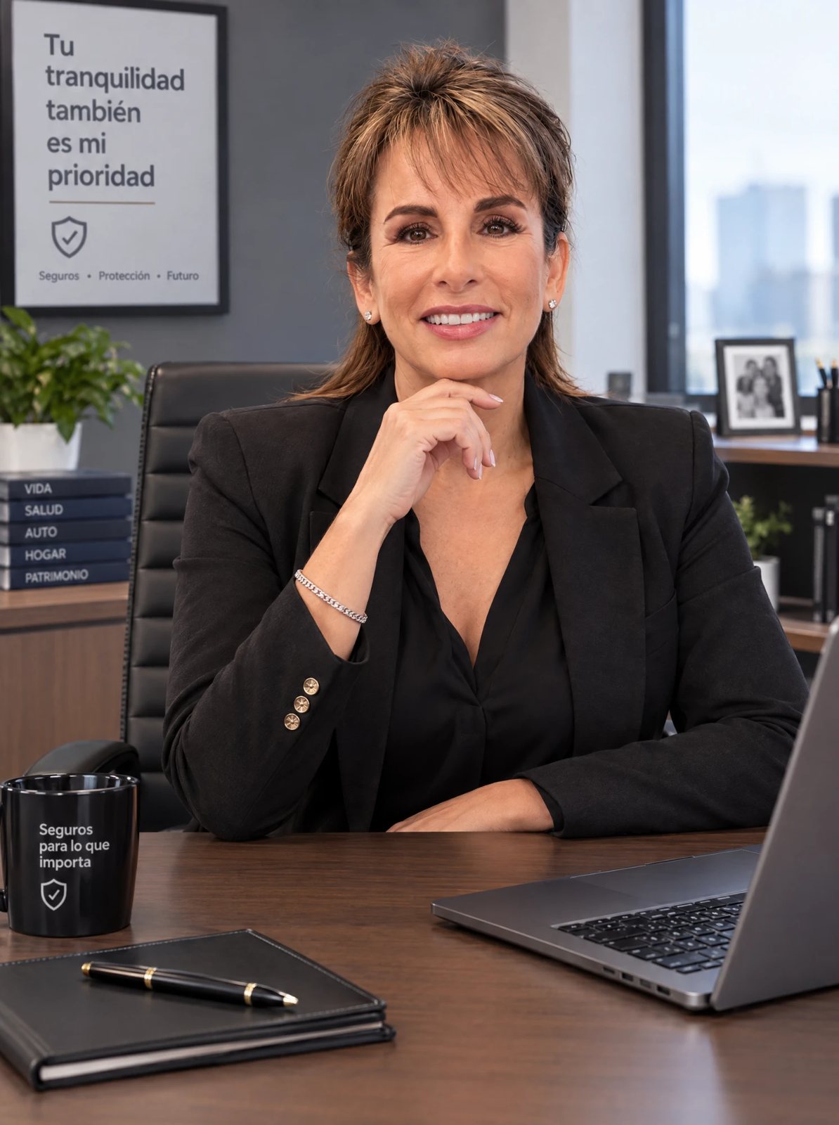 Yolanda Moreno, asesora de seguros, en su oficina